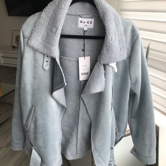 NA-KD Faux Suede Bonded Aviator Jacket - Picture 7 of 8